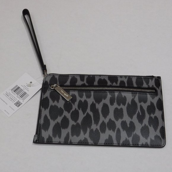 NWT Kate Spade Gray & Black Print Wristlet - Picture 3 of 4